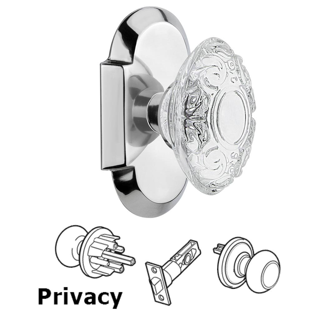 Nostalgic Warehouse Privacy - Cottage Plate With Crystal Victorian Knob in Bright Chrome