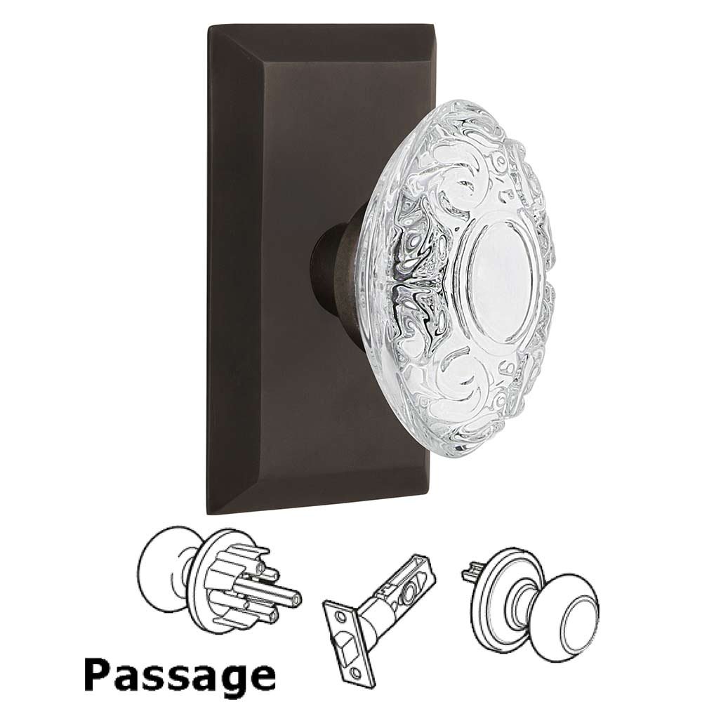Nostalgic Warehouse Passage - Studio Plate With Crystal Victorian Knob in Oil-Rubbed Bronze