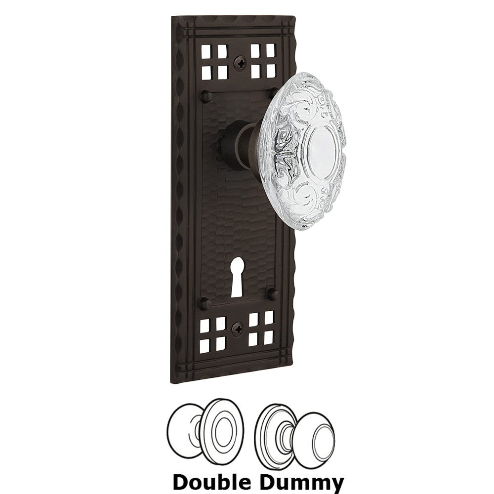 Nostalgic Warehouse Double Dummy - Craftsman Plate With Keyhole and Crystal Victorian Knob in Oil-Rubbed Bronze