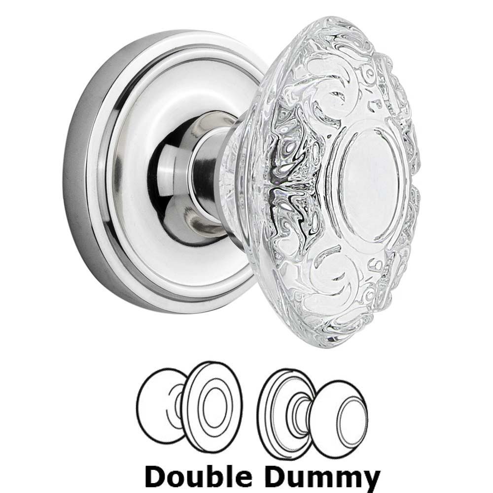 Nostalgic Warehouse Double Dummy Classic Rosette With Crystal Victorian Knob in Bright Chrome