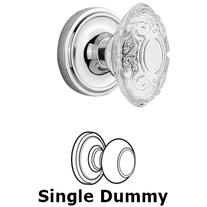 Nostalgic Warehouse Single Dummy Classic Rosette With Crystal Victorian Knob in Bright Chrome