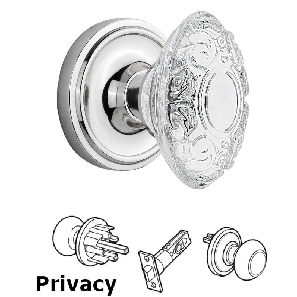 Nostalgic Warehouse Privacy - Classic Rosette With Crystal Victorian Knob in Bright Chrome