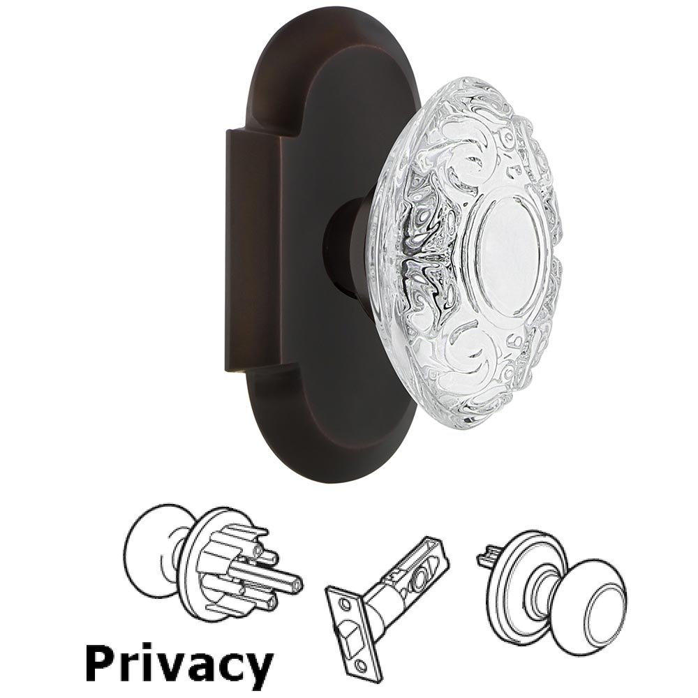 Nostalgic Warehouse Privacy - Cottage Plate With Crystal Victorian Knob in Timeless Bronze