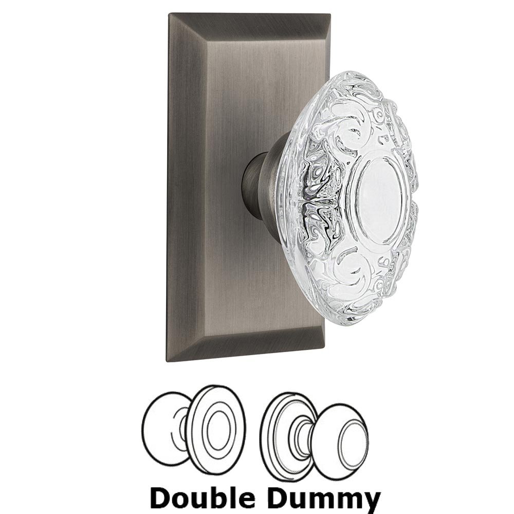 Nostalgic Warehouse Double Dummy - Studio Plate With Crystal Victorian Knob in Antique Pewter