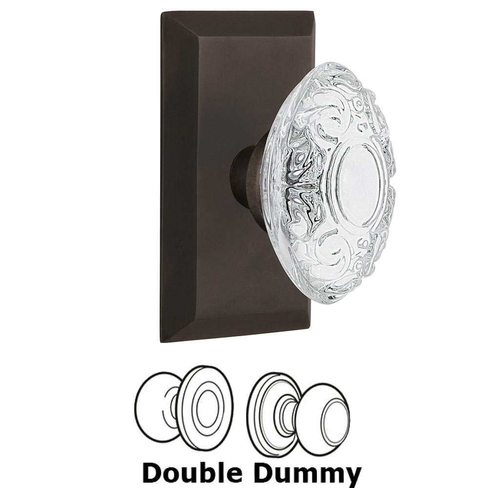 Nostalgic Warehouse Double Dummy - Studio Plate With Crystal Victorian Knob in Oil-Rubbed Bronze