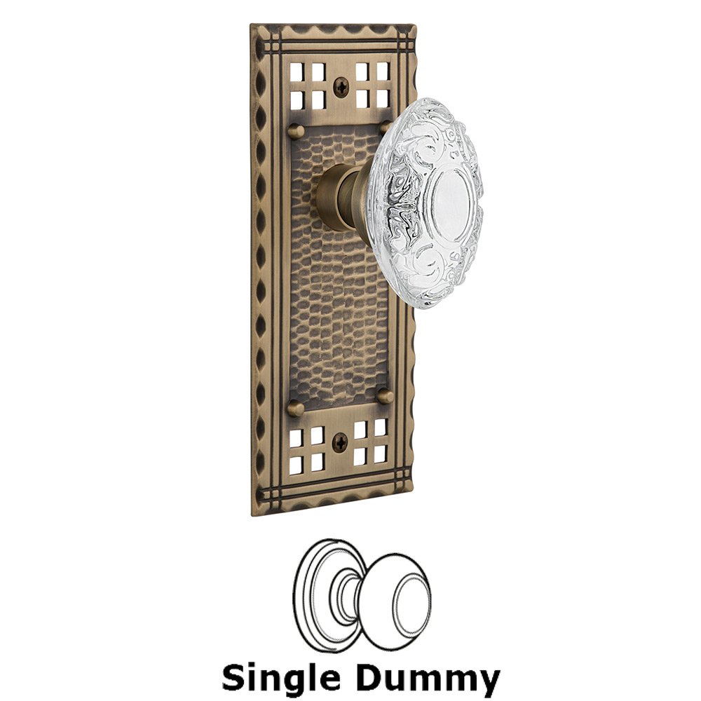 Nostalgic Warehouse Single Dummy - Craftsman Plate With Crystal Victorian Knob in Antique Brass