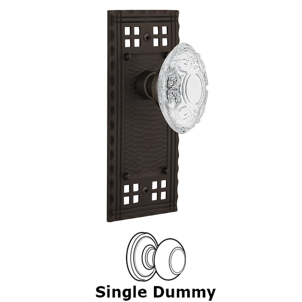 Nostalgic Warehouse Single Dummy - Craftsman Plate With Crystal Victorian Knob in Oil-Rubbed Bronze