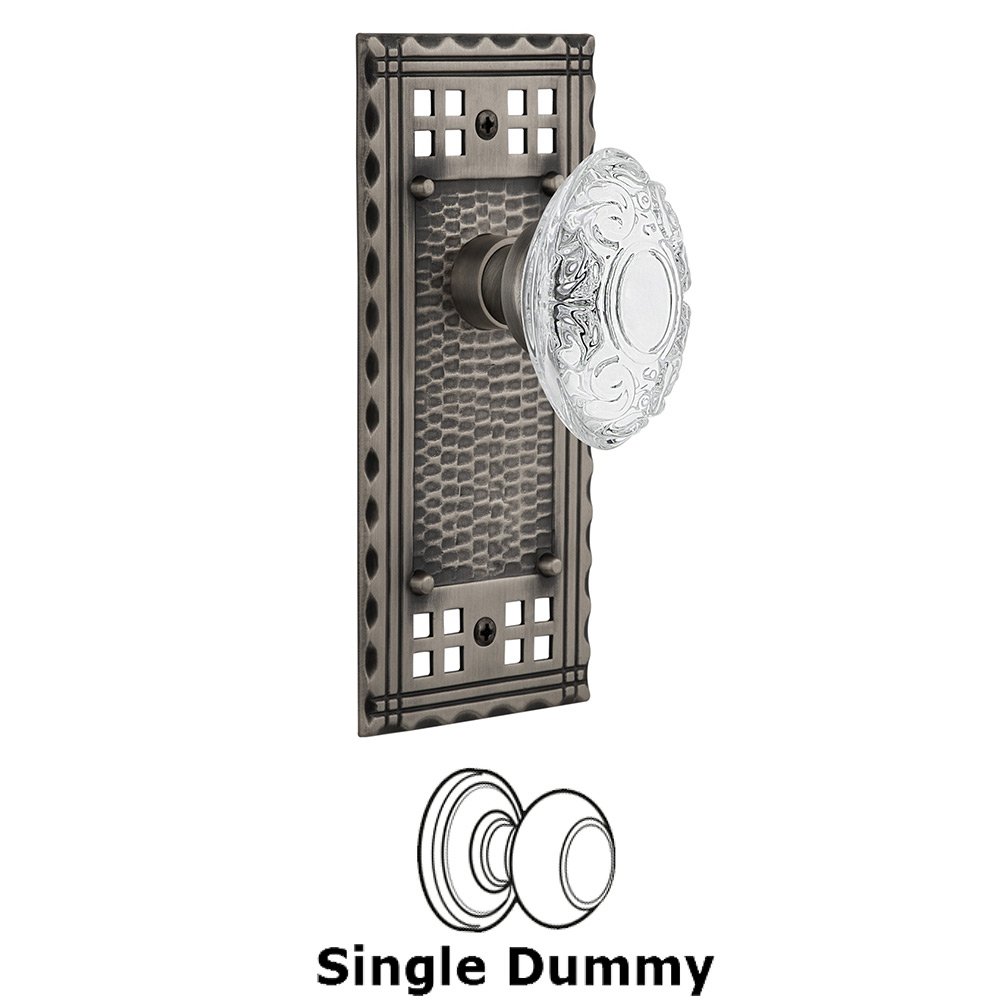 Nostalgic Warehouse Single Dummy - Craftsman Plate With Crystal Victorian Knob in Antique Pewter
