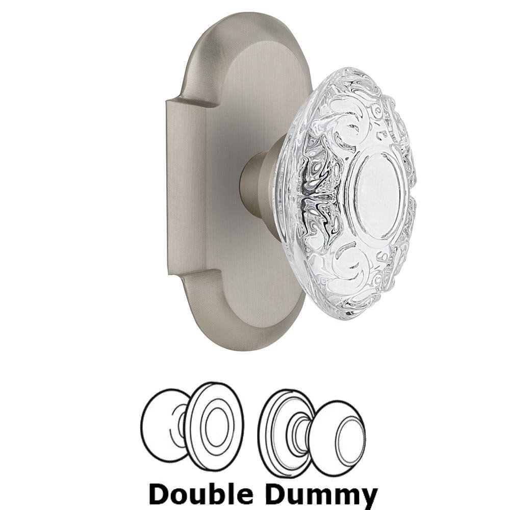 Nostalgic Warehouse Double Dummy - Cottage Plate With Crystal Victorian Knob in Satin Nickel
