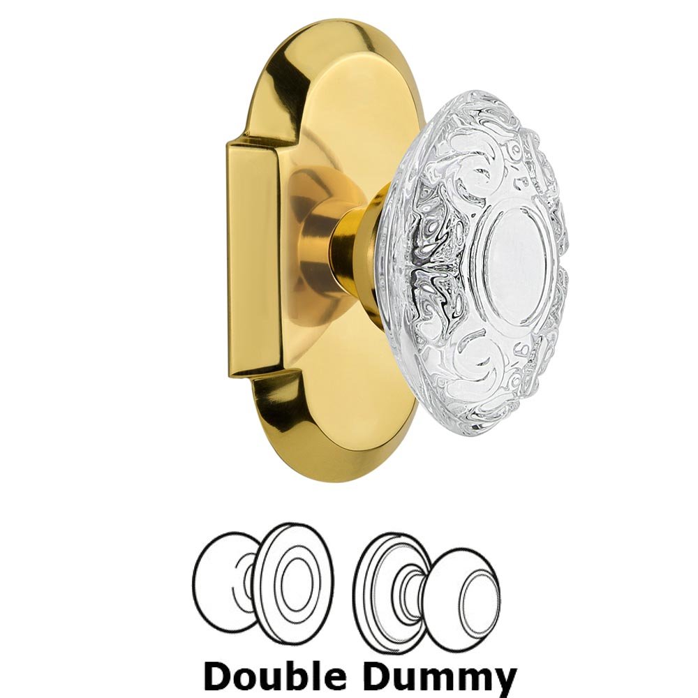 Nostalgic Warehouse Double Dummy - Cottage Plate With Crystal Victorian Knob in Polished Brass