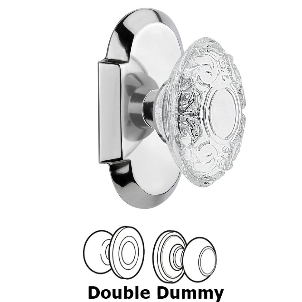 Nostalgic Warehouse Double Dummy - Cottage Plate With Crystal Victorian Knob in Bright Chrome