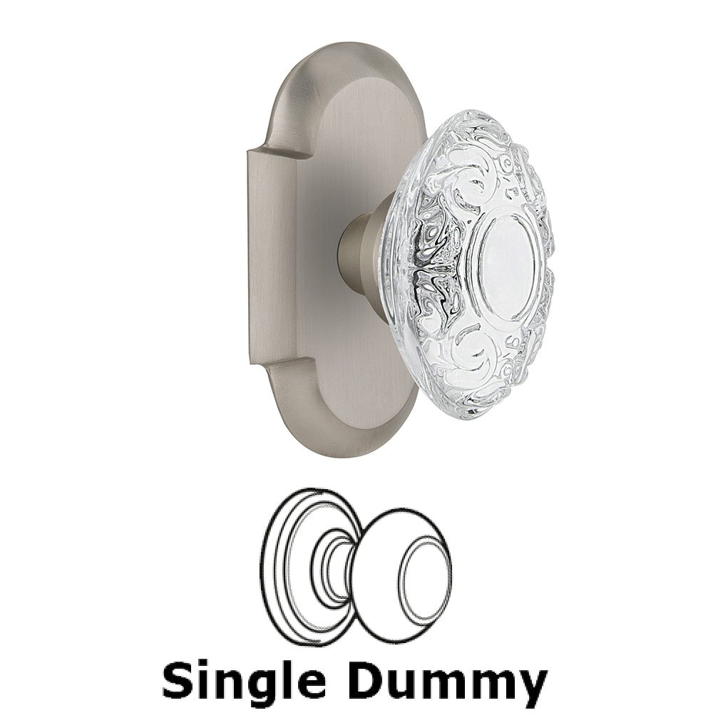Nostalgic Warehouse Single Dummy - Cottage Plate With Crystal Victorian Knob in Satin Nickel