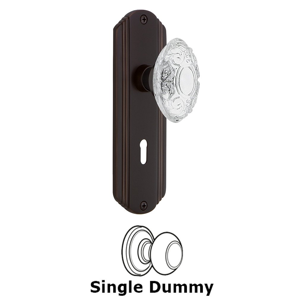 Nostalgic Warehouse Single Dummy - Deco Plate With Keyhole and Crystal Victorian Knob in Timeless Bronze