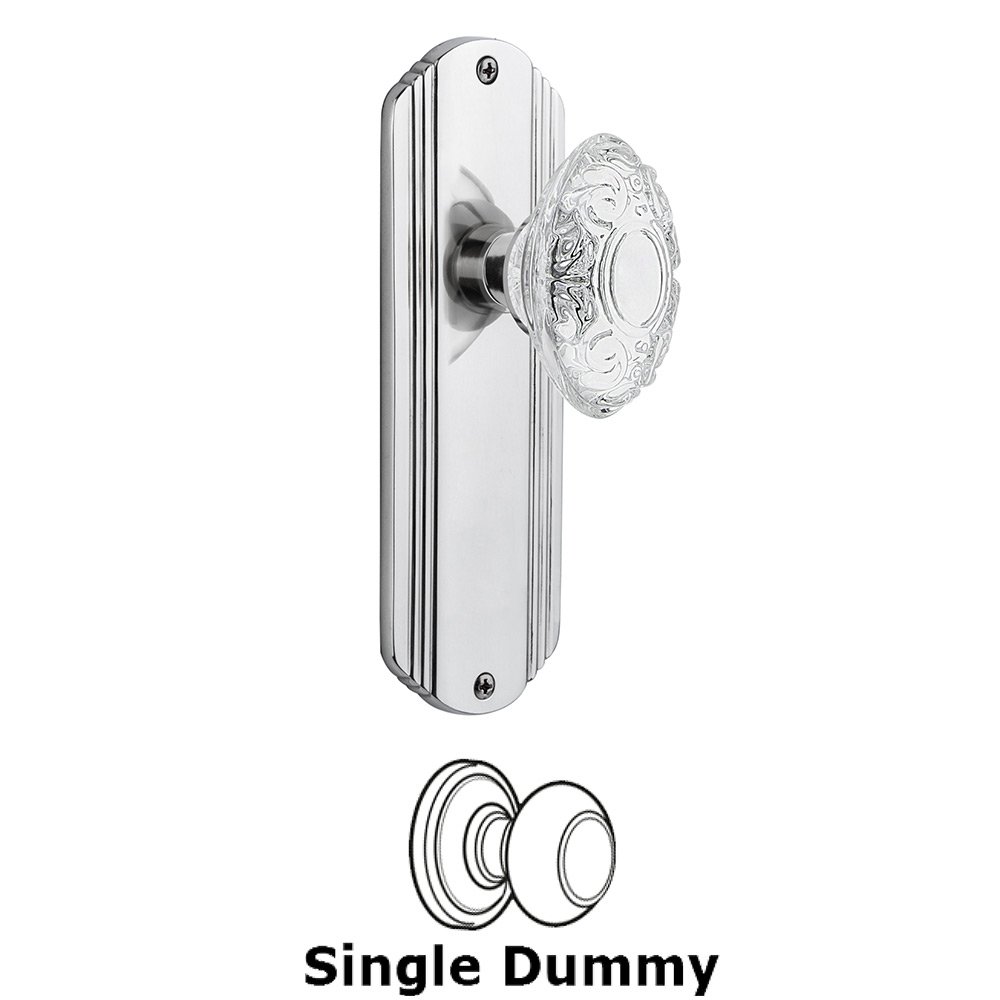 Nostalgic Warehouse Single Dummy - Deco Plate With Crystal Victorian Knob in Bright Chrome