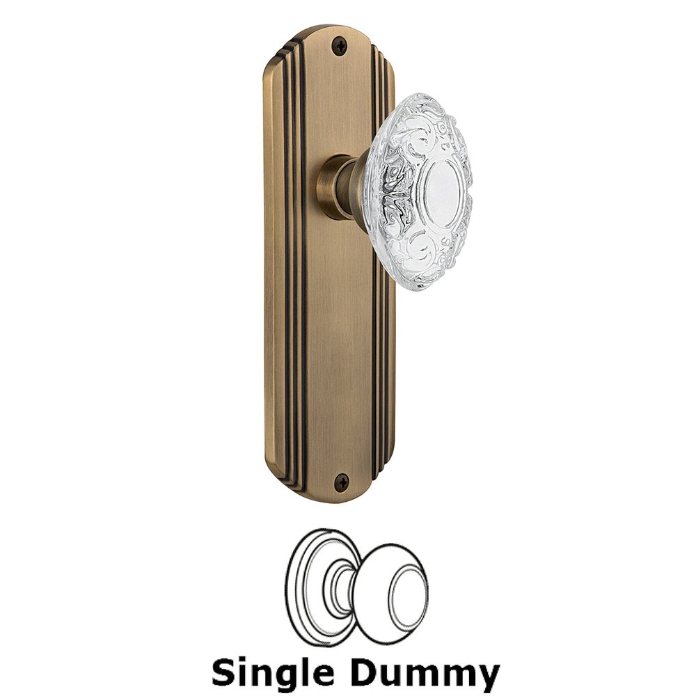 Nostalgic Warehouse Single Dummy - Deco Plate With Crystal Victorian Knob in Antique Brass