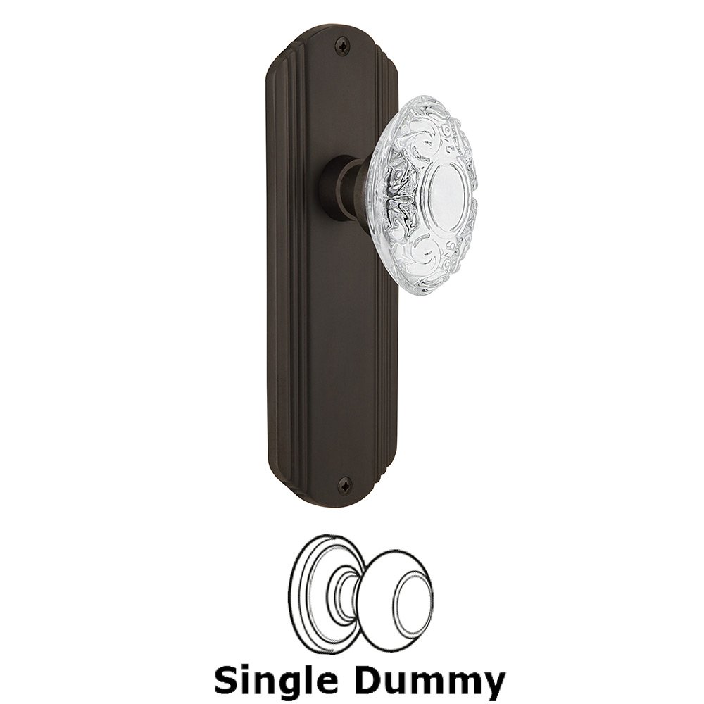 Nostalgic Warehouse Single Dummy - Deco Plate With Crystal Victorian Knob in Oil-Rubbed Bronze