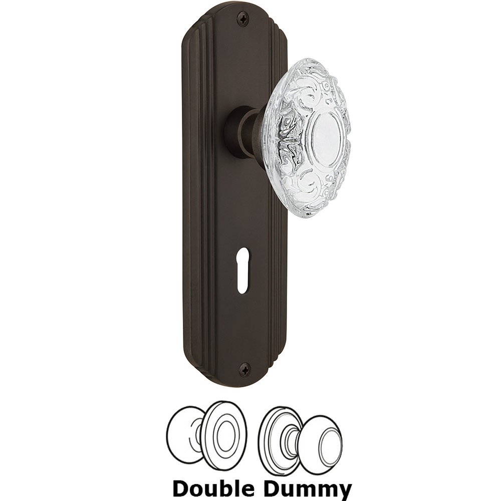 Nostalgic Warehouse Double Dummy - Deco Plate With Keyhole and Crystal Victorian Knob in Oil-Rubbed Bronze