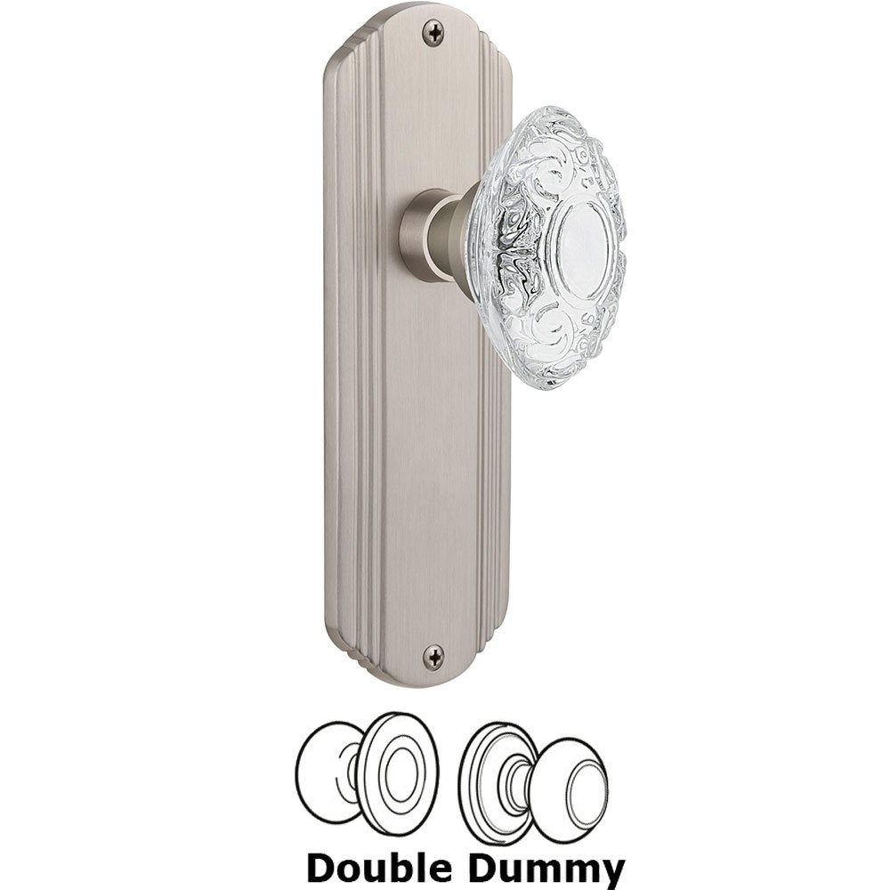 Nostalgic Warehouse Double Dummy - Deco Plate With Crystal Victorian Knob in Satin Nickel