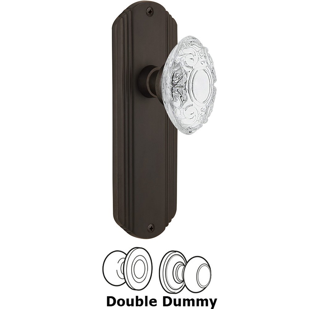 Nostalgic Warehouse Double Dummy - Deco Plate With Crystal Victorian Knob in Oil-Rubbed Bronze
