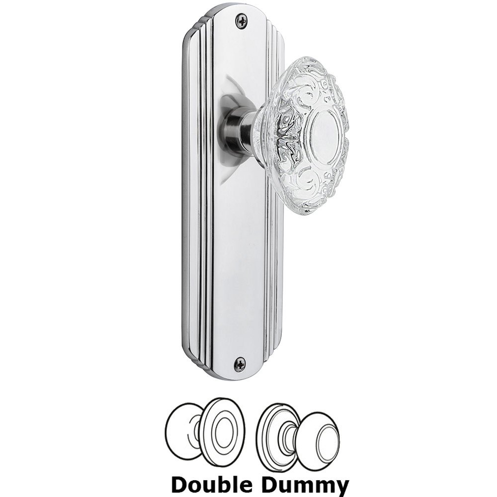 Nostalgic Warehouse Double Dummy - Deco Plate With Crystal Victorian Knob in Bright Chrome