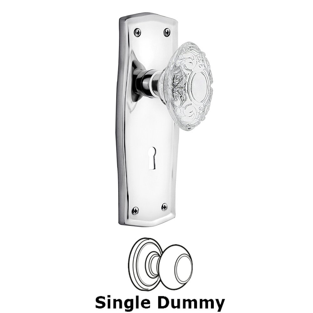 Nostalgic Warehouse Single Dummy - Prairie Plate With Keyhole and Crystal Victorian Knob in Bright Chrome