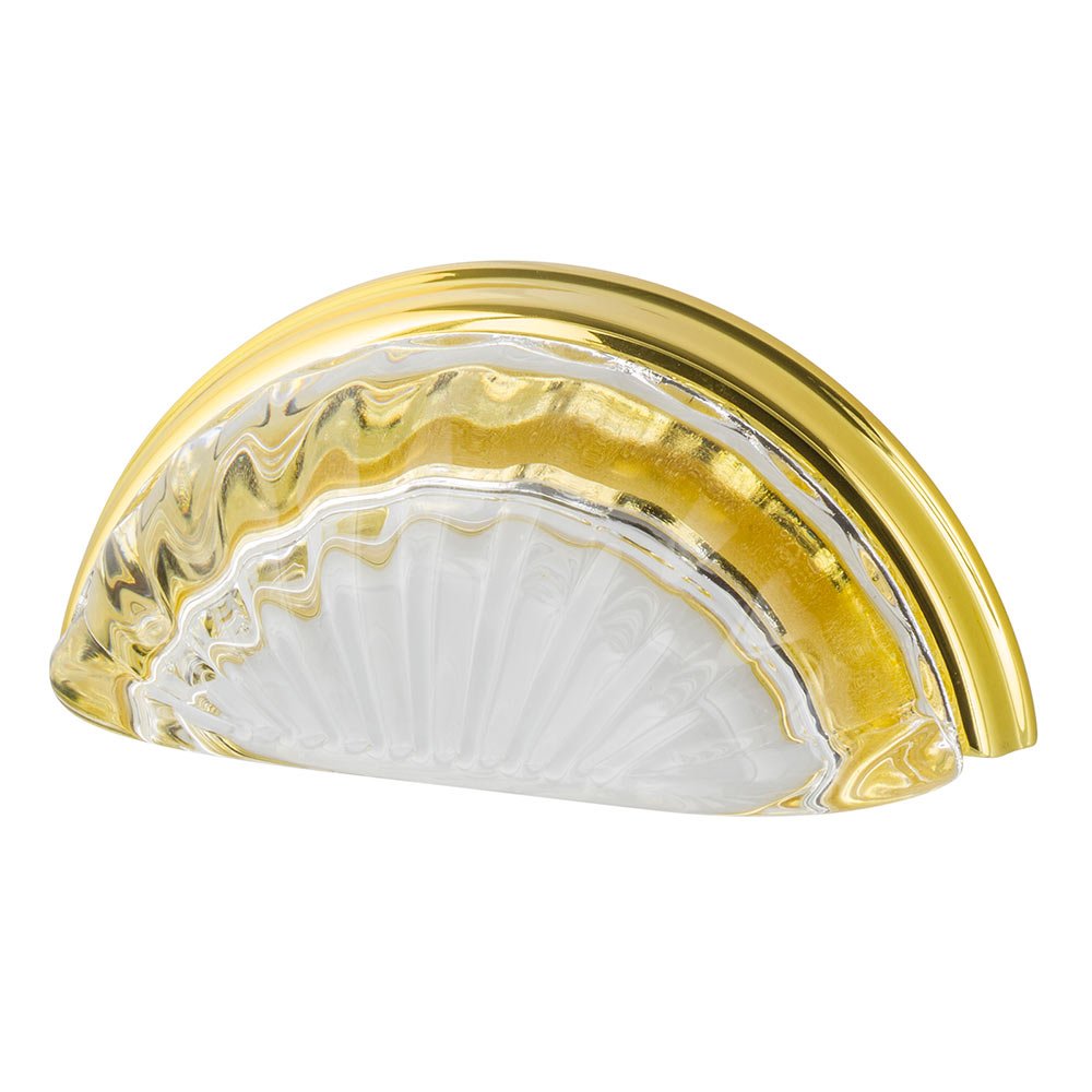 Nostalgic Warehouse 3" Centers Clear Fluted Crystal Cup Pull in Polished Brass