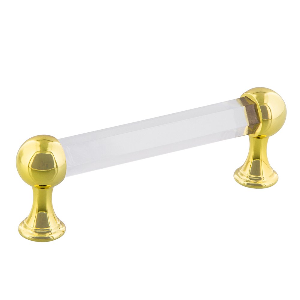 Nostalgic Warehouse 3 3/4" Centers Crystal Pull in Polished Brass