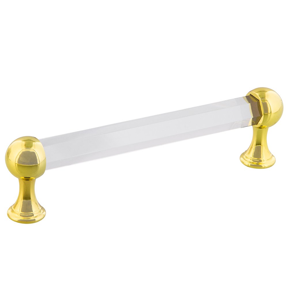 Nostalgic Warehouse 5" Centers Crystal Pull in Polished Brass