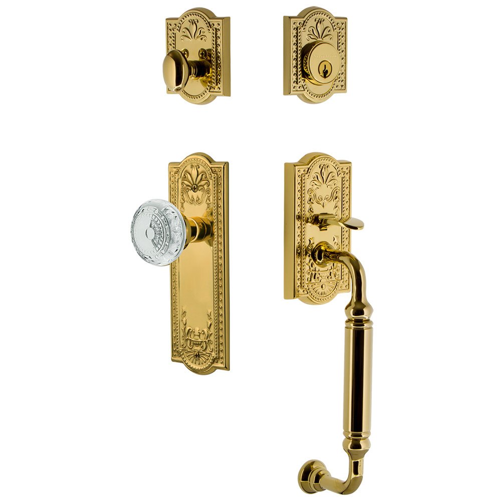 Nostalgic Warehouse Meadows Plate With C Grip And Crystal Meadows Knob in Lifetime Brass