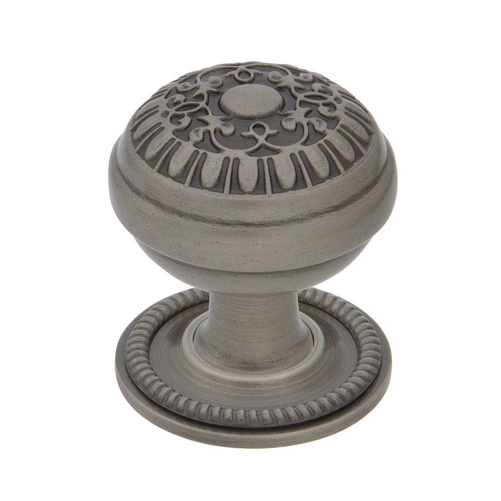 Nostalgic Warehouse Egg And Dart Brass 1 3/8" Cabinet Knob with Rope Rose in Antique Pewter