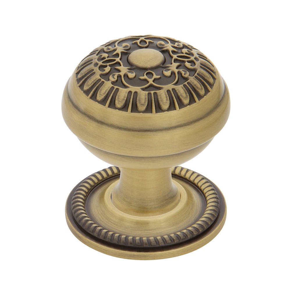 Nostalgic Warehouse Egg And Dart Brass 1 3/8" Cabinet Knob with Rope Rose in Antique Brass