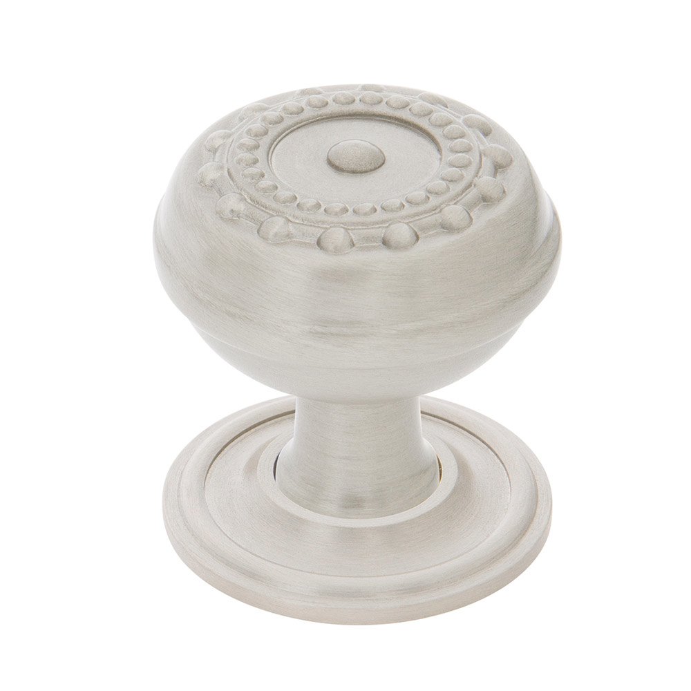 Nostalgic Warehouse Meadows Brass 1 3/8" Cabinet Knob with Classic Rose in Satin Nickel
