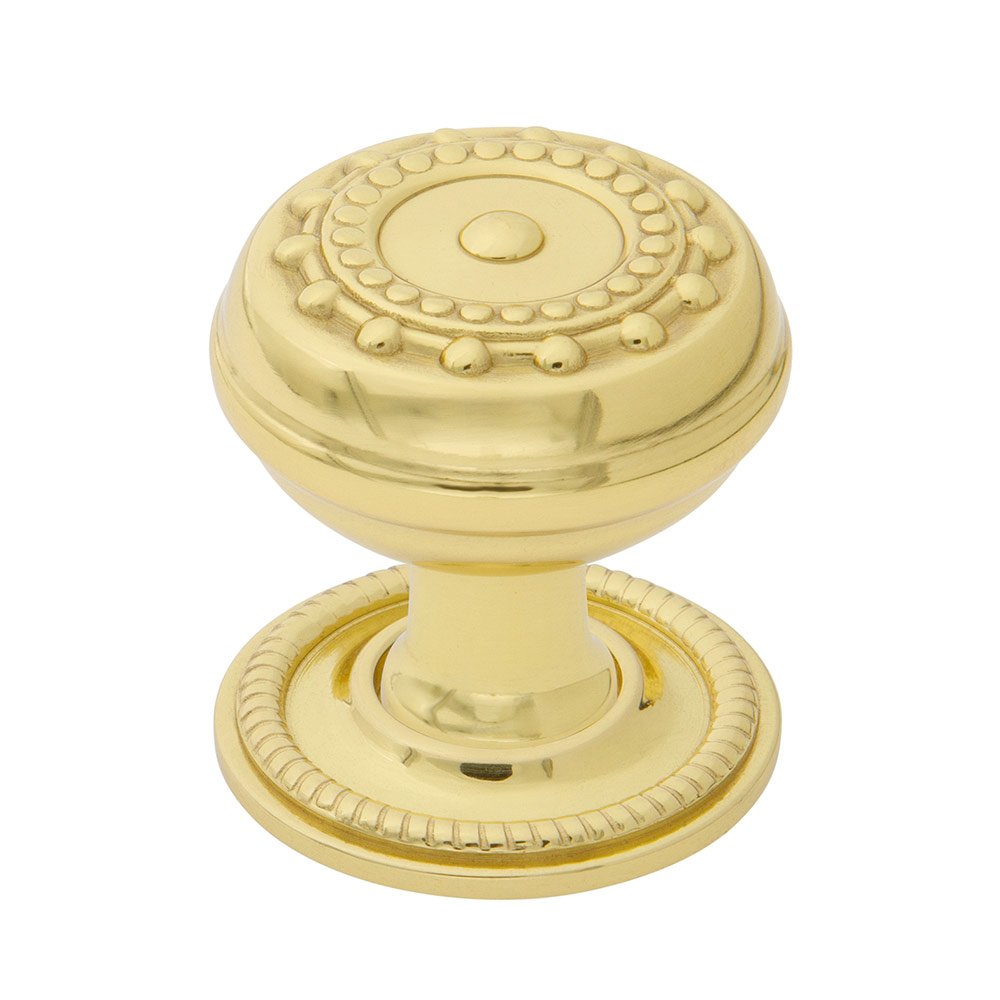Nostalgic Warehouse Meadows Brass 1 3/8" Cabinet Knob with Rope Rose in Unlacquered Brass