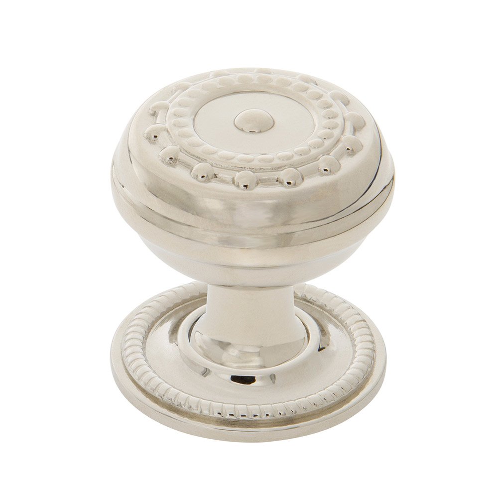 Nostalgic Warehouse Meadows Brass 1 3/8" Cabinet Knob with Rope Rose in Polished Nickel