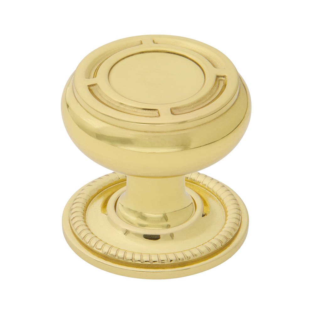Nostalgic Warehouse Mission Brass 1 3/8" Cabinet Knob with Rope Rose in Unlacquered Brass