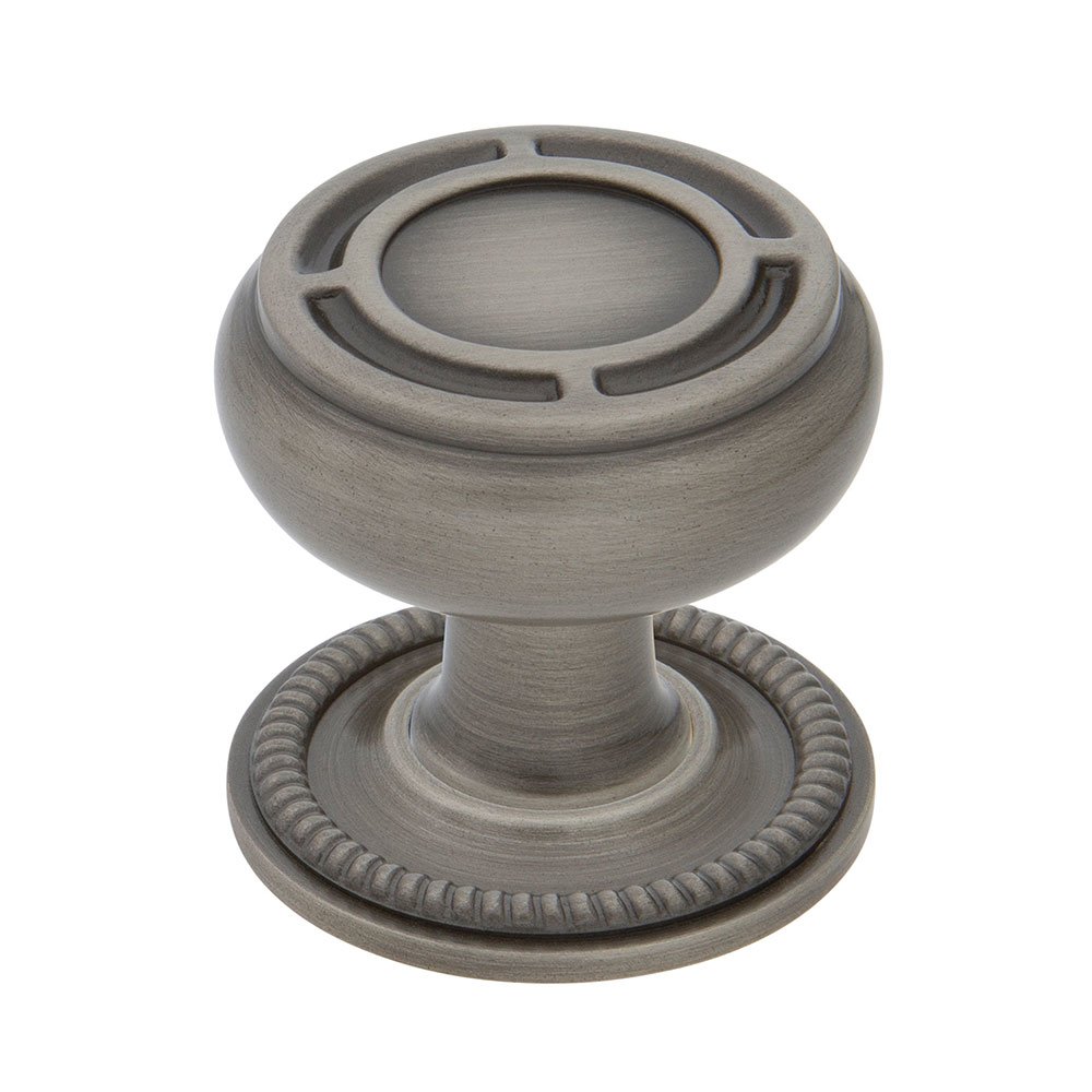 Nostalgic Warehouse Mission Brass 1 3/8" Cabinet Knob with Rope Rose in Antique Pewter