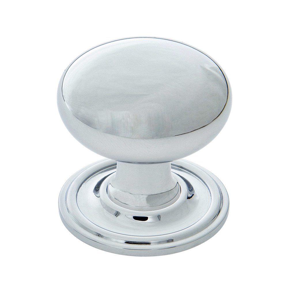 Nostalgic Warehouse New York Brass 1 3/8" Cabinet Knob with Classic Rose in Bright Chrome
