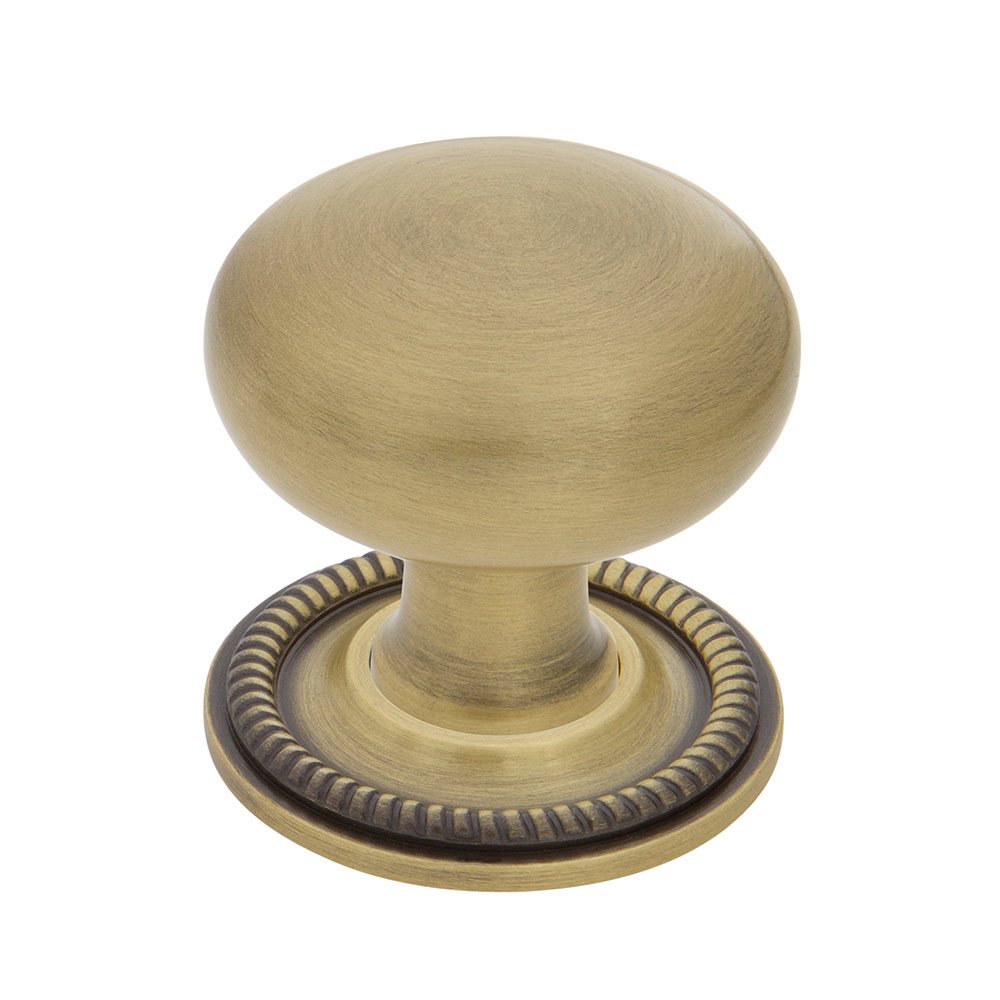Nostalgic Warehouse New York Brass 1 3/8" Cabinet Knob with Rope Rose in Antique Brass
