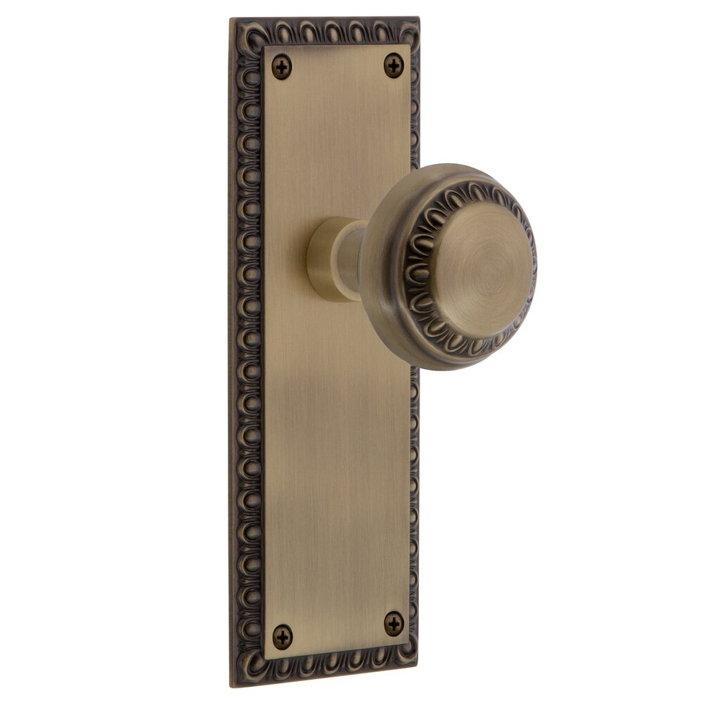 Nostalgic Warehouse Passage Neoclassical Plate with Neoclassical Knob in Antique Brass