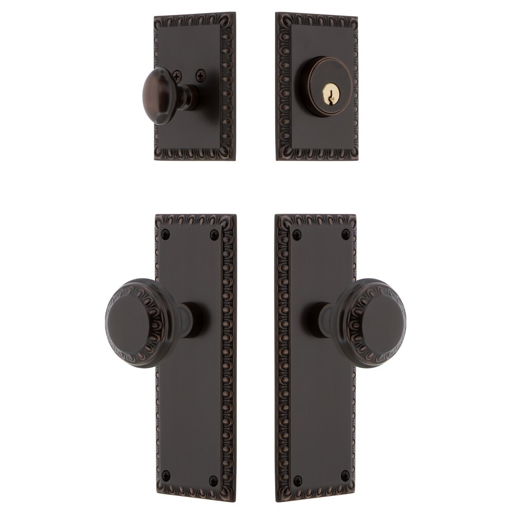 Nostalgic Warehouse Neoclassical Plate Entry Set with Neoclassical Knob in Timeless Bronze