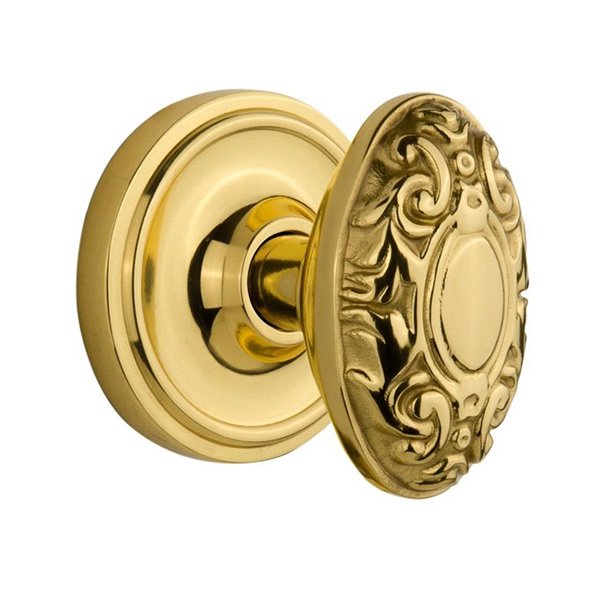 Nostalgic Warehouse Interior Mortise Classic Rosette with Victorian Door Knob in Polished Brass