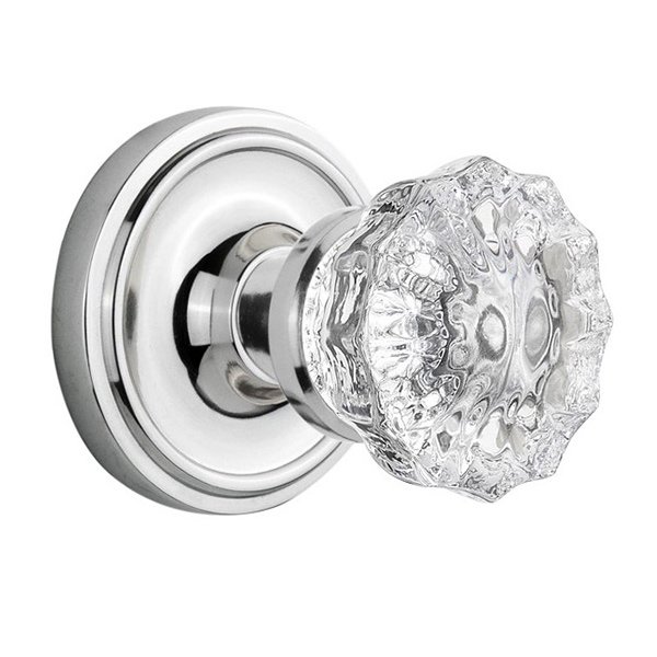 Nostalgic Warehouse Interior Mortise Classic Rosette with Crystal Glass Door Knob in Bright Chrome