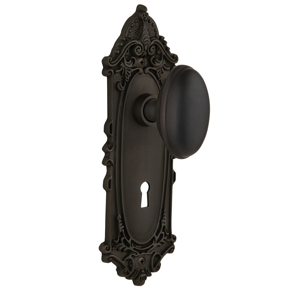 Nostalgic Warehouse Privacy Victorian Plate with Keyhole and Homestead Door Knob in Oil-Rubbed Bronze