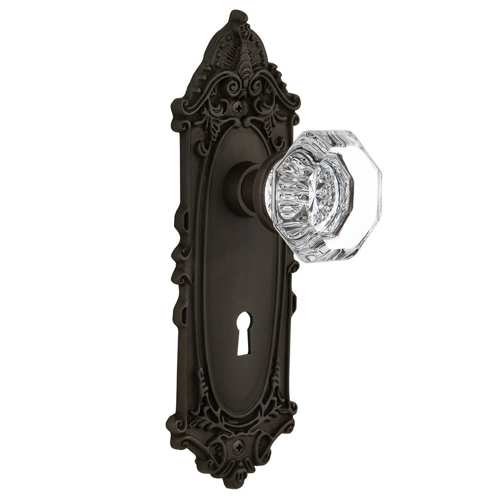 Nostalgic Warehouse Passage Victorian Plate with Keyhole and Waldorf Door Knob in Oil-Rubbed Bronze