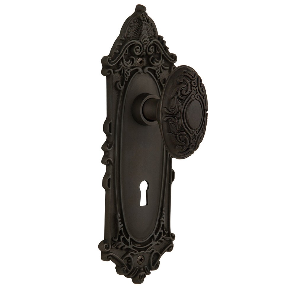 Nostalgic Warehouse Privacy Victorian Plate with Keyhole and Victorian Door Knob in Oil-Rubbed Bronze