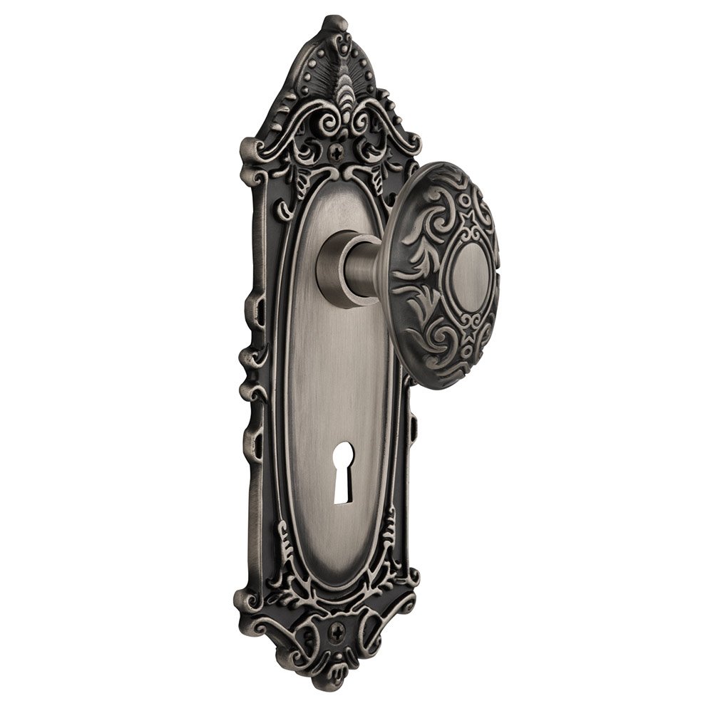 Nostalgic Warehouse Passage Victorian Plate with Keyhole and Victorian Door Knob in Antique Pewter