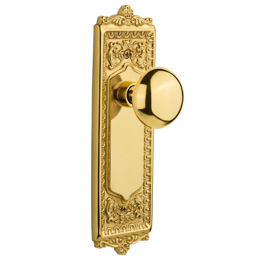 Nostalgic Warehouse Passage Egg & Dart Plate with New York Door Knob in Polished Brass
