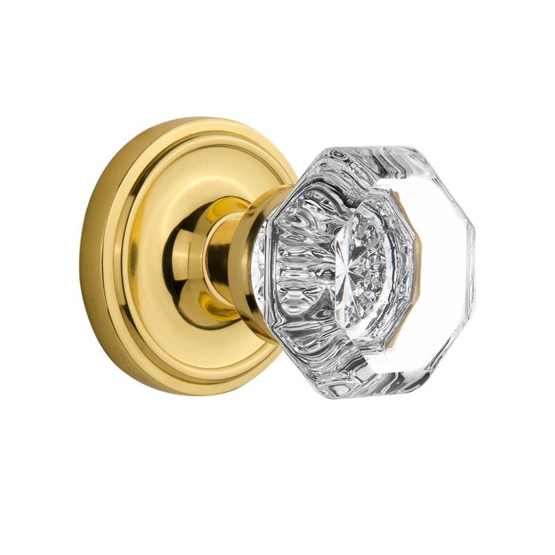 Nostalgic Warehouse Passage Classic Rosette with Waldorf Door Knob in Polished Brass
