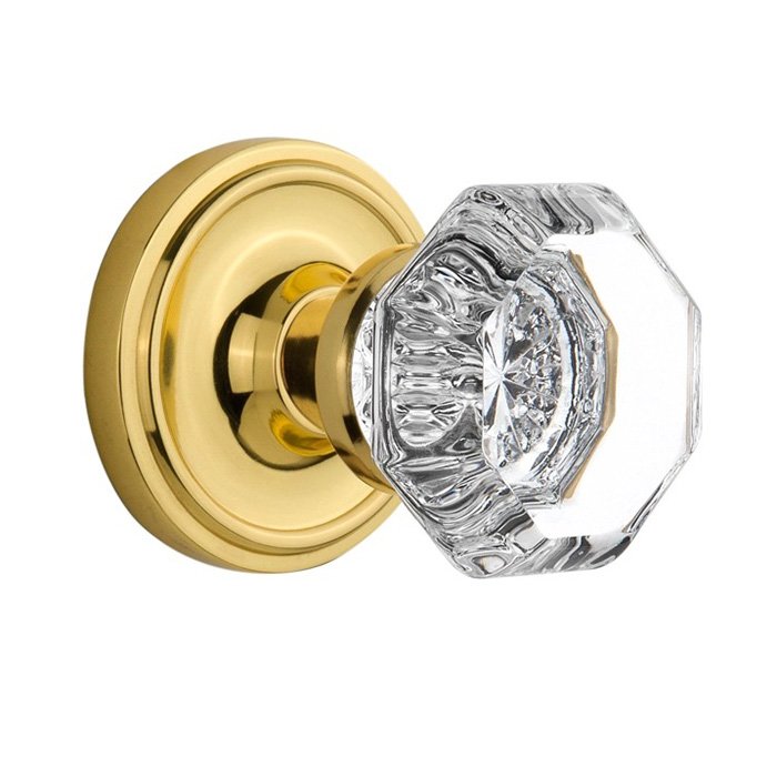 Nostalgic Warehouse Double Dummy Classic Rosette with Waldorf Door Knob in Polished Brass