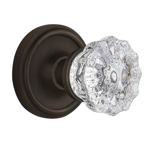 Nostalgic Warehouse Interior Mortise Classic Rosette with Crystal Glass Door Knob in Oil-Rubbed Bronze